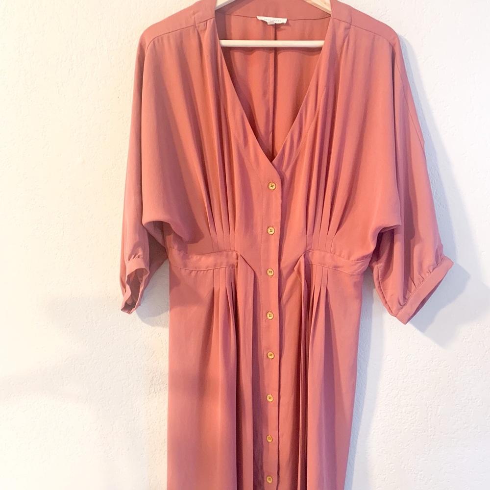 Mauve flowy button down dress